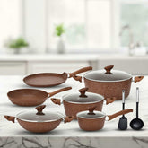 cookware set 12pcs granite-complete-set-brown-colour